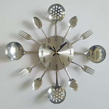 Gerçek Metal Duvar Saati Bıçak Mutfak Dekorasyon Kuvars Dilsiz Modern Ayırır İğne İzle Ev