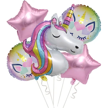 Gökkuşağı ünikorn Balonlar Folyo Balonlar Unicorn Doğum Günü Partisi Süslemeleri Çocuk Oyuncak Hediye Bebek Duş Unicorn Parti Globos Malzemeleri