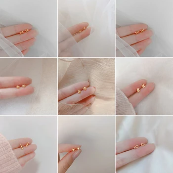 Gümüş Renk Alerji Önlemek mini düğme küpe Kadınlar için Düğün Çift Trendy Geometrik El Yapımı Paety Takı