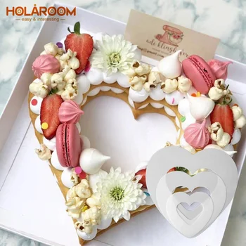 Holaroom Kalp Şekli PET Plastik Kek Kalıp Dekorasyon Araçları Confeitaria Maker Faydalı Pişirme Aksesuarları 6/8/10/12/14 inç