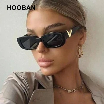 HOOBAN 2023 Moda Kedi Göz Güneş Kadınlar Lüks V güneş gözlüğü Bayanlar İçin Klasik Dikdörtgen Sürüş Shades Açık UV400