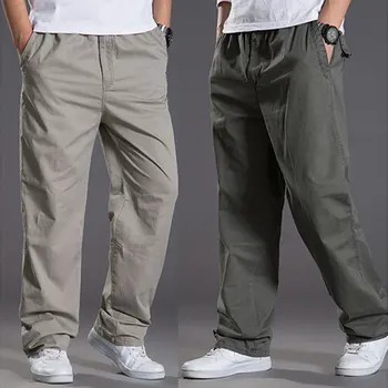 Ilkbahar yaz ince kesit rahat pamuklu pantolonlar erkekler çok cep erkek pantolon büyük boy pantolon elastik Süper Büyük Boy M-6XL