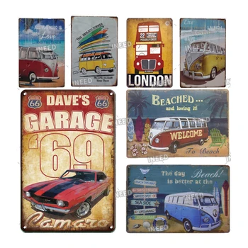 INEED Dekor Klasik Seyahat Araba Metal Işaretleri Ford Vintage Poster Teneke Işaretleri Retro Duvar Sanatı Pub Bar Garaj Odası Ev dekor