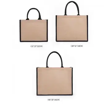 Jüt Çuval Bezi Tote Çanta Büyük Kullanımlık Bakkal Alışveriş kulplu çanta hediye keseleri Sıcak