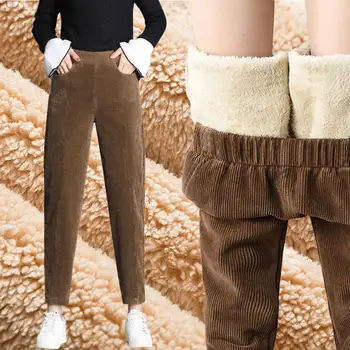 Kadın Kadife Kalın Kadife Pantolon Sonbahar Kış Rahat Kuzu Kaşmir Geniş bacak Turp Pantolon Kadın Moda