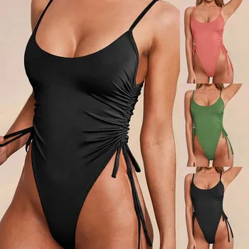 Karın Kontrol Mayo Kadınlar İçin Yüksek Bacak Kesim Mayo İpli Yan Mayo Yaz Plaj Kıyafetleri Kadınlar İçin Купальник