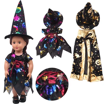 Kawaii Çocuk Cadılar Bayramı Koleksiyonu Pamuk Şapka Pelerin Seti 18 İnç amerikan oyuncak bebek ve 43 cm Yeniden Doğmuş Bebek Ücretsiz Kargo c330