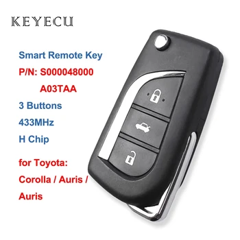 Keyecu Çevirme Uzaktan Araba Anahtarı Fob 433MHz H Çip Toyota Corolla Auris için Aygo 2012 2013 2014 2015 2016 2017 S000048000 A03TAA