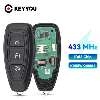 KEYYOU Ford KR55WK48801 Akıllı Uzaktan Anahtar Anahtarsız Ford Focus İçin C-Max Mondeo Kuga Fiesta B-Max 433/434Mhz ID83 Çip