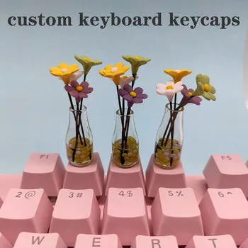 Kişilik Tasarım Tuşları Mekanik Klavye Eksen Kiraz MX Oyun Aksesuarları PBT Artisan Sevimli Tek Kawaii Mini Klavye Tuş Takımı