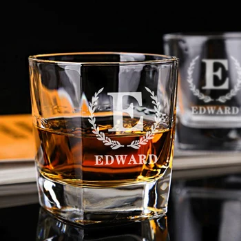 Kişiselleştirilmiş viski bardağı Özel Viski Kayalar Cam Monogram Kişiselleştirilmiş Züccaciye Groomsmen Teklif Hediyeler babalar Hediye