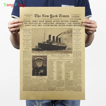 Klasik New York Times Geçmişi Poster Titanic Batığı Eski Gazete Retro Kraft Kağıt Ev Dekorasyon 51 * 35 cm