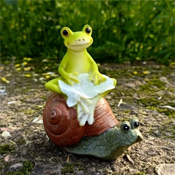 Komik Explorer Kurbağa Minyatür Rustik Reçine Joyride Salyangoz Heykelcik Kuş Bonsai Dekor Mikro Peyzaj Peri Bahçe Süs Kaplumbağa