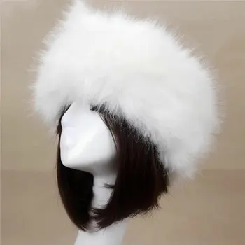 Kış Kadın Moda Rus Kalın sıcak kasketleri Kabarık Sahte Faux Kürk Şapka Boş silindir şapka Başörtüsü