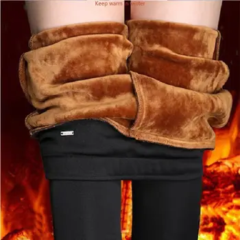 Kış sıcak kadın Artı Kadife Tayt Sıcak Tutmak Katı Pantolon Yüksek Bel Kadın Kadın Tayt
