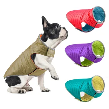 Kış Sıcak Köpek Giysileri Çift Taraflı Aşınma Köpek Yelek Ceket 3 Katmanlı Kalın Pet Giyim Su Geçirmez Kıyafet Küçük Büyük Köpekler için