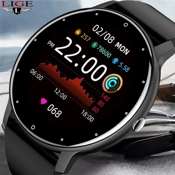 LIGE 2022 Yeni akıllı saat Erkekler Tam Dokunmatik Ekran Spor Spor İzle IP67 Su Geçirmez Bluetooth Android Ios smartwatch İçin Erkekler + Kutu