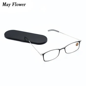 Mayıs çiçek ince mavi ışık engelleme okuma gözlüğü gözlük erkek kadın taşınabilir gözlük hipermetropi İle telefon kılıfı + 3.5 + 4