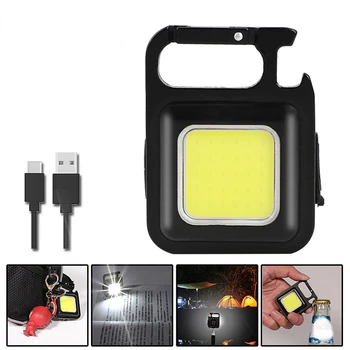 Mini LED taşınabilir çalışma ışığı cep feneri USB şarj edilebilir anahtar ışık fener kamp dışında yürüyüş COB fener