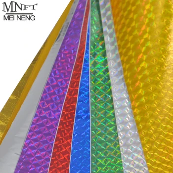 MNFT 6 adet 10*20cm Holografik Yapışkan Film Flaş Bant Cazibesi Yapma Fly Bağlama Malzeme Metal Sert Yemler Renk Değiştiren etiket