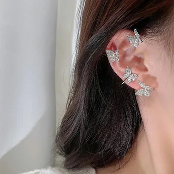 Modası kadın Küpe Kulak Manşet Güzel Tatlı Kelebek Kar Tanesi Kulak Kemikleri Klip Kadınlar için Bijoux Takı kulak klipsi