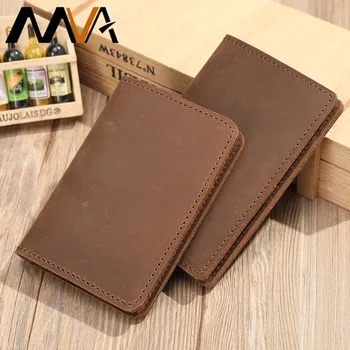 MVA Erkek Cüzdan Hakiki Deri erkek Para Klip Çılgın Deri kredi kartı cüzdanı Adam Pasaport Kapağı Tasarımcı erkek çanta