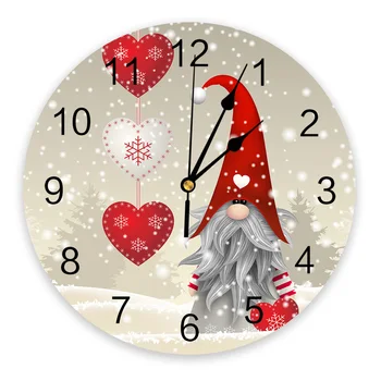 Noel Gnome Kar Tanesi Aşk Kalp duvar saati Modern Tasarım Yuvarlak Duvar Saati Ev Dekorasyon Yatak Odası Sessiz Saatler