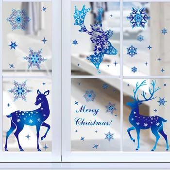 Noel pencere camı Sticker Elk Kar Tanesi duvar çıkartmaları Noel Süslemeleri Çocuk Odası Oturma odası İçin Noel Çıkartması Ev Dekor