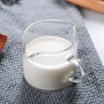OHFIN Çift Ağız Süt Testiler Küçük Cam süt kupası Espresso Kupa Yüksek Sıcaklığa Dayanıklı Cam Süt Paylaşımı Fincan Kahve Kupalar