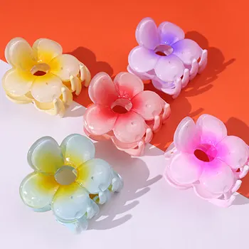 Oymak Renkli Çiçekler Reçine plastik saç tokası Tatlı Sevimli Yaz Tatili Saç Pençeleri Kadınlar Takı için HUANZHI 2022리리카락 발톱