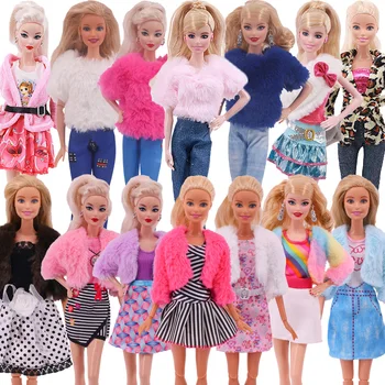 Oyuncak bebek giysileri Barbie Peluş Ceket + Etek Kış sıcak gündelik giyim Dollhouse Aksesuarları Elbise 1/6 Barbie Bebek Oyuncak Hediyeler