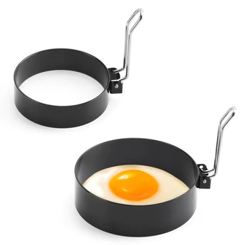 Paslanmaz Çelik Yumurta Kızartma Halkası Metal Daire Şekli Kızarmış Kaçak Avcılık gözleme kalıbı Saplı Yapışmaz Kızarmış Yumurta Kalıp Pişirme Araçları