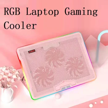 Pembe dizüstü standı soğutucu RGB Sevimli Dizüstü soğutma braketi Oyun Macbook PC dizüstü Fan soğutucu RGB ışık efekti ile 7 dişli Gi