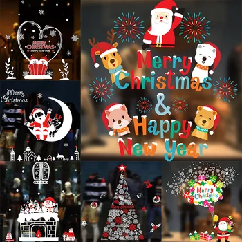 Pencere camı Çıkartmalar Atmosfer Düzeni Merry Christmas Elektrostatik Sticker Noel Süslemeleri Ev İçin Noel Süsler