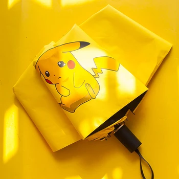Pokemon Anti-Uv Otomatik Şemsiye Kawaii Anime Figürleri Pikachu Çocuk Şemsiye Taşınabilir Güneşlik Şemsiye Kız Doğum Günü Hediyeleri
