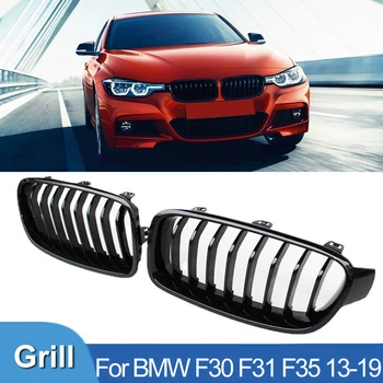Pulleco Araba Ön Tampon ızgarası Yarış Grill İçin BMW F30 F35 F31 3 Serisi 2013-2019 Parlak Siyah Tek Slat Araba Aksesuarları