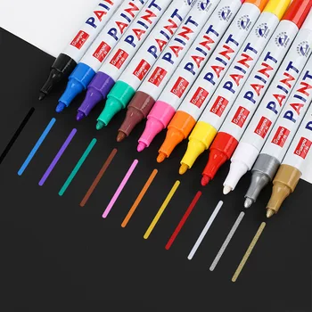 Renkli boya kalemi s Kalem Araba Jant Lastik işaretleyici kalem Su Geçirmez Kauçuk Metal Kalıcı boya kalemi Kırtasiye Boyama Malzemeleri