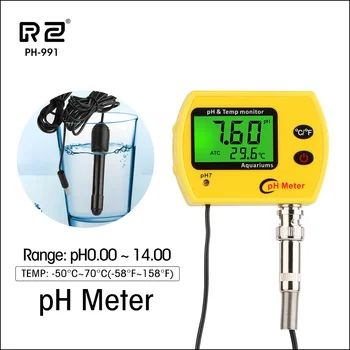 RZ ph ölçer Test Cihazı Dayanıklı Ekolojik Araştırma Aracı Sıcaklık Su Kalitesi Monitör Akvaryum yüzme havuzu Su PH - 991with Arka ışık