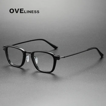 Saf Titanyum Gözlük Çerçevesi Erkekler Kare Gözlük 2022 Yeni Erkek Klasik Tam Optik Miyopi Reçete Gözlük Çerçeveleri kadınlar
