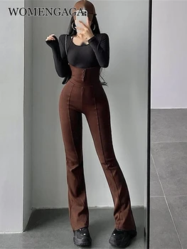 Seksi Moda Bandaj Halter Boyun Yüksek Bel İnce Sıska Tulum Casual Flare pantolon kadın Moda Pantolon Kore Kadın G9J9