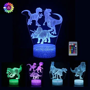 Sevimli 3D Dinozor Gece Lambası Çocuklar için LED Dino Lamba Güzel USB Akrilik Gözlük Masa Gece Lambası Çocuk Hediye Lambası yatak odası dekoru