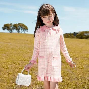 Sevimli Bebek Kız Elbise Kış Çocuk Giysileri Yeni Yıl için Sıcak Örme Kız Giyim 6 8 9 10 12 Yıl çocuk kıyafetleri Vestidos