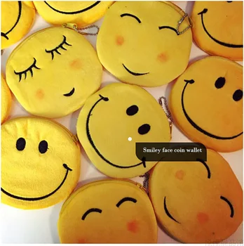 SLPF Iyi Satmak Çocuksu Klasik Sevimli Sarı Gülen bozuk para cüzdanı Çanta Bayanlar Sevimli Kawaii Harajuku peluş oyuncaklar Kolye Kız Hediye M01