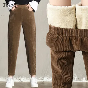 Sonbahar Kış Kadife harem pantolon Kadın Moda Kalınlaşma Rahat bayan pantolonları Kore Gevşek Yüksek Bel Pantolon