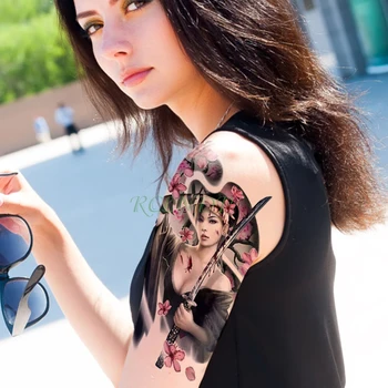 Su geçirmez Geçici Dövme Etiket Kız Bıçak Gül sahte dövme flaş dövme tatouage temporaire büyük boy vücut sanatı kadın femme