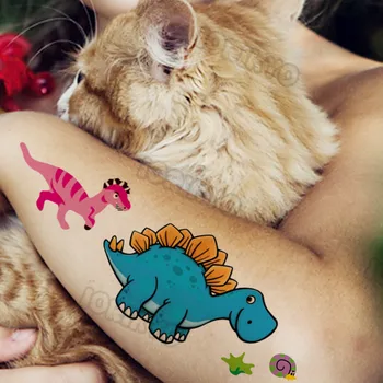 Suluboya 3D Dinozor Geçici Dövme Çocuklar İçin Erkek Kız Sevimli Flaş Dino Dövmeler Sticker Su Yüksek Kaliteli Sahte Dövmeler Kol