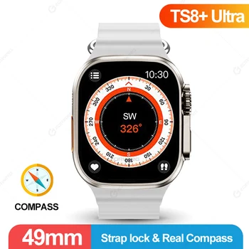 TS8 Artı Ultra akıllı saat Erkekler 49mm NFC Smartwatch Pusula Kan Basıncı Spor Spor İzle Android IOS için Kayış Kilidi ile
