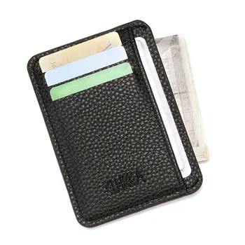 Ultra İnce Erkekler kartlıklı cüzdan Siyah İş Kredi kart tutucu Mini Kadın Çanta Çok Fonksiyonlu kart tutucu Cüzdan Kadınlar için