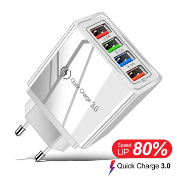 USB Şarj Cihazı Hızlı Şarj iPhone Adaptörü İçin 4 Port Desteği QC4. 0 3.0 Xiaomi 12 Oneplus Cep Telefonu İçin Taşınabilir Şarj Cihazı