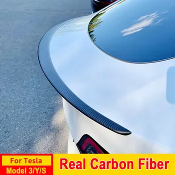 USVOTOV Gerçek Karbon Fiber Bagaj Spoiler Tesla Modeli 3 Y S Arka Kuyruk Kanat Gerçek Orijinal P Performans Dudak DIY Araba Aksesuarları